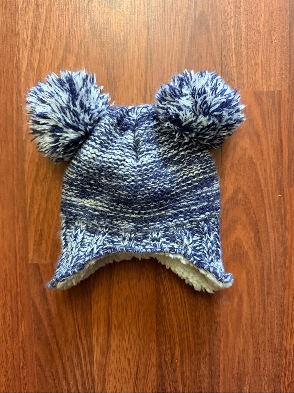 Laura Ashley Blue Marled Knit Pom-Pom Earflap Hat